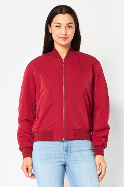 Lacoste Women Brand Logo Windbreaker Jacket, Maroon