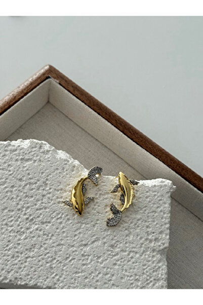 Merlina Jewelry 14 K Altın kaplama balık figürlü gold küpe