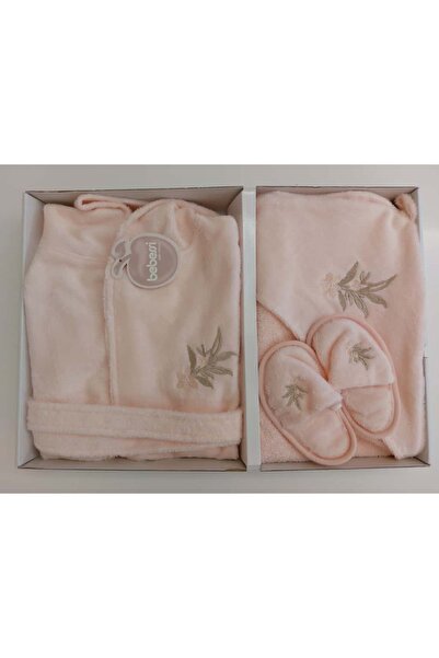Bebessi %100 Pamuk Bornoz Seti Pudra Somon BBSS.SMN.3980