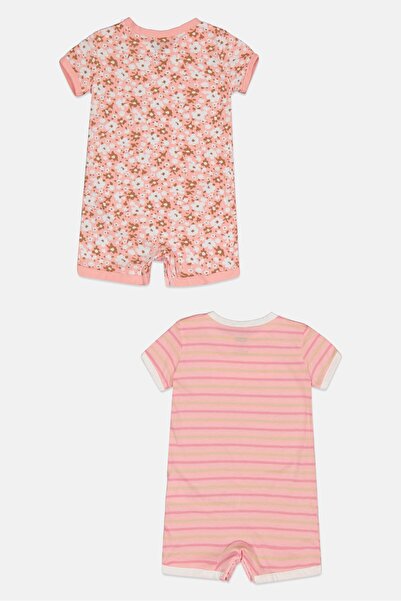 Levi's Toddlers Girl 2Pcs Short Sleeve Allover Print Romper, Pink