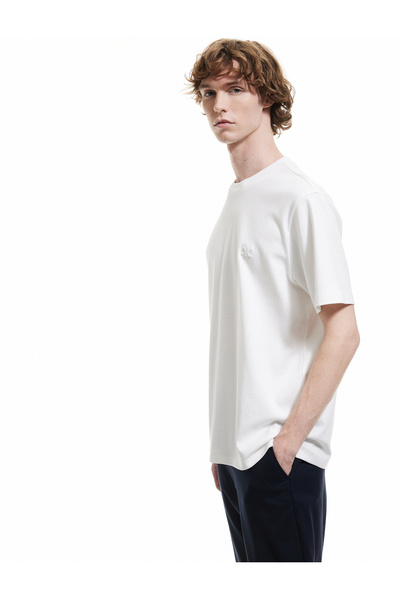 Koton Cotton Short Sleeve Crew Neck Basic T-Shirt with Embroidery Detail