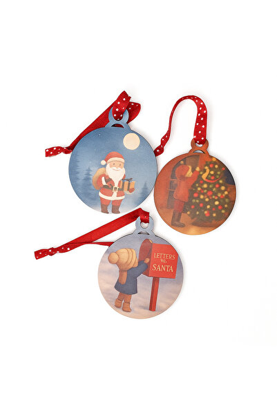 CREATIV LMS Set 3 ornamente din lemn „Povesti de Craciun” – Mos Craciun si co...