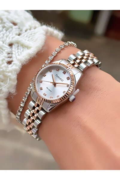 Ferrucci Steel Cord Minimal Case Women's Watch 3 Atm Waterproof 2 Years Warranty + Bracelet as a Gift