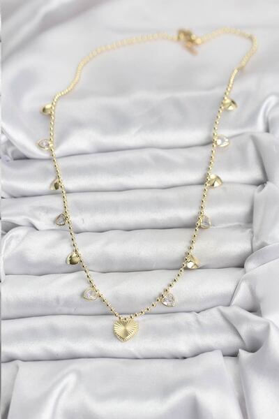 BSRE Brass Heart Women's Necklace (Gold Color)