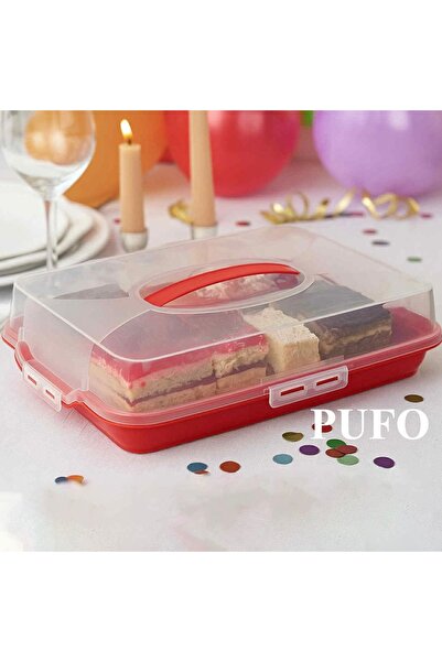 PUFO Cookies platter with transparent lid for serving cakes, cookies, muffins, pastries, 40 x 28 cm