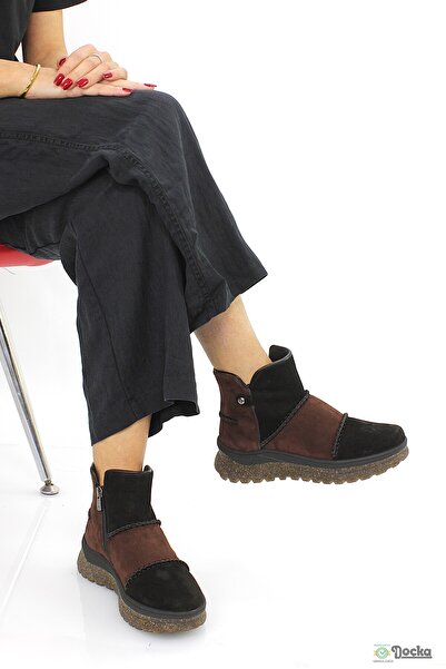 Mammamia Women's Genuine Leather Orthopedic Zippered Flat Thick Sole Sports Casual Boots M26/Kb4090