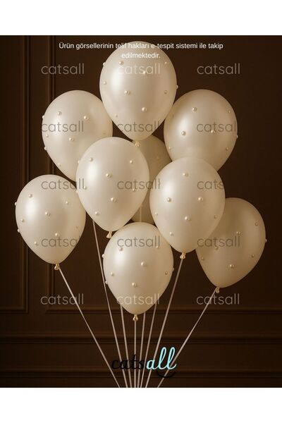 catsall İncili Balon Seti – 10 Adet Balon + 100 Adet 12mm KENDİNDEN YAPIŞKANL...