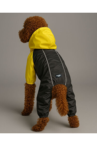 Buddy Store Premium Dog Raincoat/Windbreaker All-Weather Rain Jumpsuit – Yellow Smoked Reflective Model