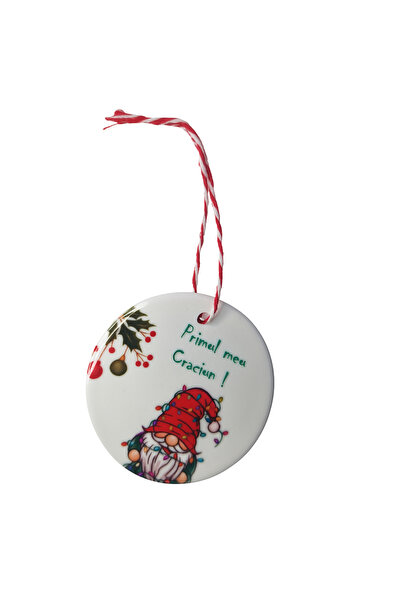 CREATIV LMS Ornament ceramic „Primul meu Craciun” – Gnom, 7 cm