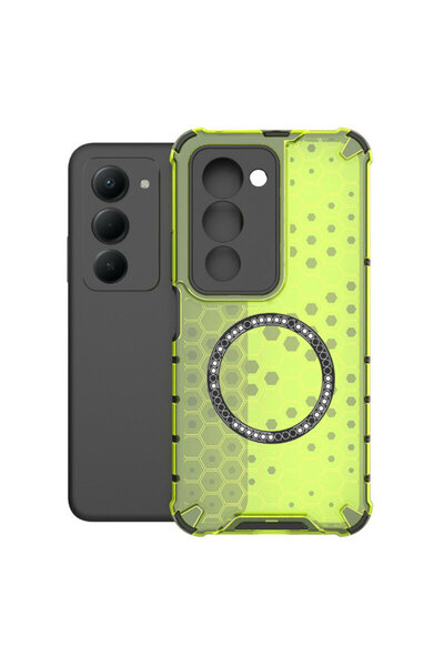 Techsuit HoneyComb Shield MagSafe Transparent Case for Xiaomi Redmi 15 4G, Green