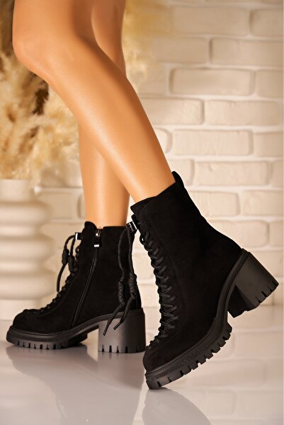 Joana Μαύρες μπότες Zhavia με επένδυση από γούνα και τεχνητό σουέτ