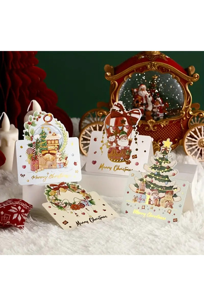 SaraTremo Set 5 felicitări de Crăciun + 5 plicuri asortate + 5 stickere asortate