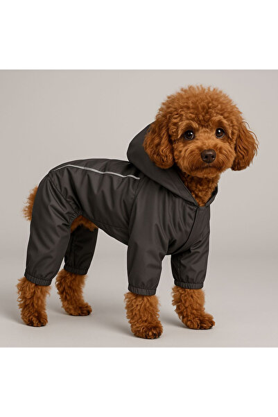 Buddy Store Premium Full Protection Smoked Dog Raincoat & Windbreaker (Hooded , Reflective, 4 Legs)