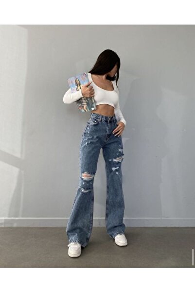 Welike Women's flared jeans Satisha blue