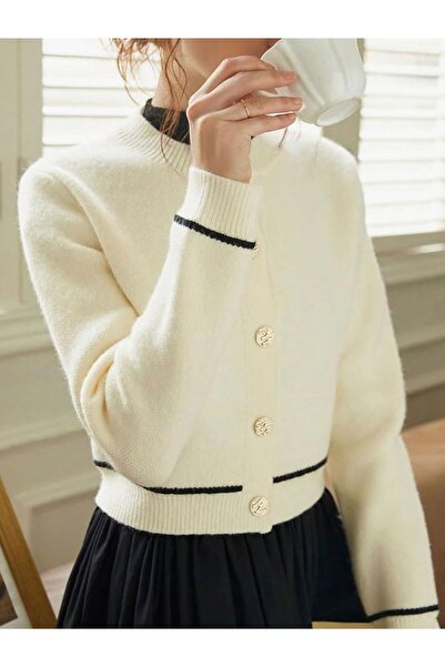 Lexsina Women's Knitwear Black Striped Soft Textured Cardigan