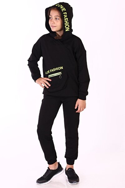 Toontoy Girl's 2-Piece Set Printed Hooded Sweatshirt with Pockets & Sweatpant...