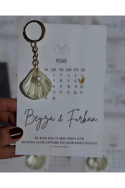 eSLeTc İncili İstiridye Anahtarlık Nişan Söz Kına Nikah Hatırası 10 Adet Özel...