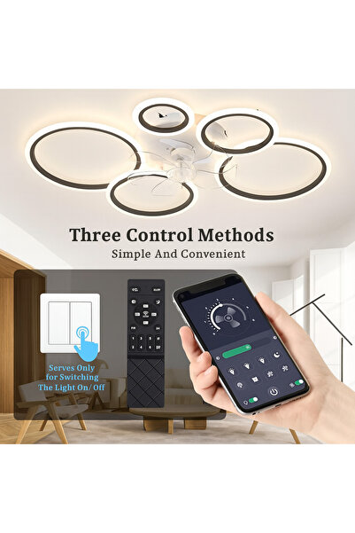 OEM MiiR LED fan chandelier, 145W, 6400LM, 100 cm, 3 color temperatures, 6 speeds, dimmable, black