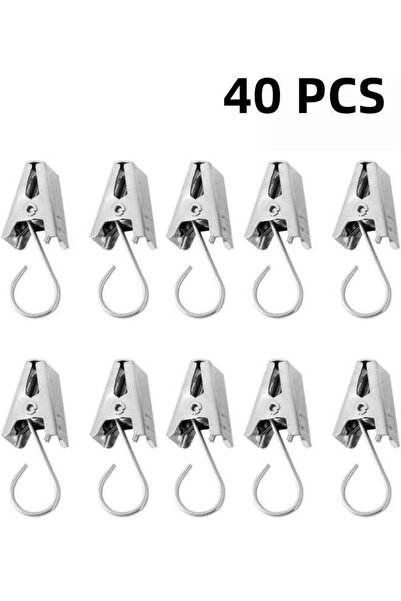 Generic Curtain Clips, 40Pack Stainless Steel Light Clips for Outside String Lights Party Decor Hanging Pho