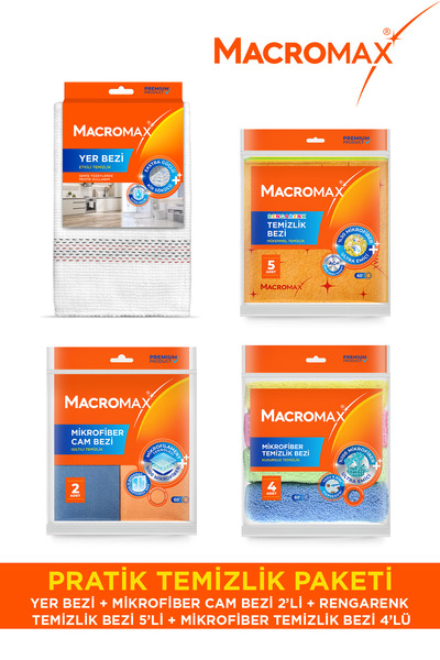 MACROMAX Πρακτικό Σετ Καθαρισμού Σετ Πανιών Μικροϊνών για Πάτωμα και Γυαλί
