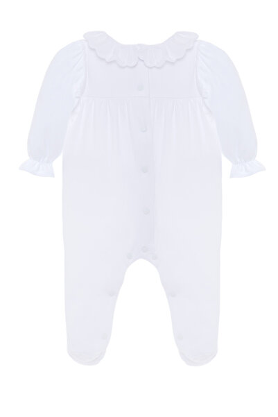 Panço Patachou Newborn White Jumpsuit with Collar Detail