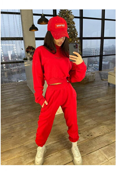 embody Women's cotton tracksuit, two-piece set, Mood, red