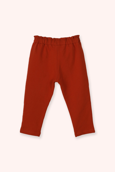 Panço Kız Bebek Simli Kordon Detaylı Kiremit Eşofman Altı