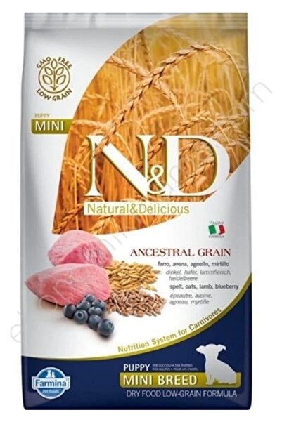 N&D Ancestral Grain Mini Puppy Düşük Tahıllı Kuzulu ve Yaban Mersinli Yavru K...