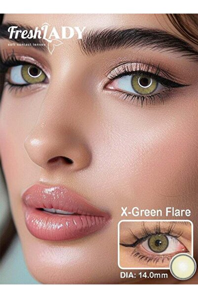 Fresh Lady Freshlady Colored Lenses X-Green Flare 14.00mm Yearly Disposable f...