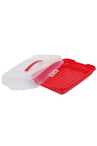 PUFO Cookies platter with transparent lid for serving cakes, cookies, muffins, pastries, 40 x 28 cm