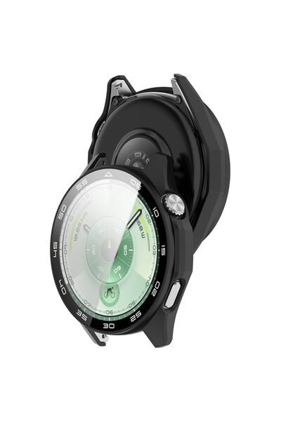 Techsuit Huawei Watch GT 6 46mm 360° Pack: Defense Bezel Case + Screen Protector, Black