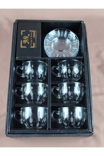 AR اكواب طقم 12 قطعه بنقشة حفر على القزاز