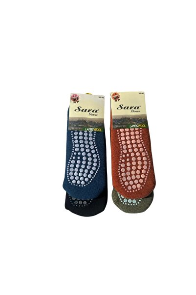 Çorapdiyari & Sara Altı Abs Printed Wool Ballet Tawaf - Pilates - Yoga Socks 4 Pairs