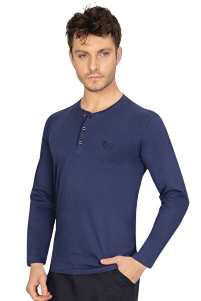 vory Men's Long Sleeve Round Button Collar Home Wear Bottom Top Set Vr.A10.N01.Y01.D10