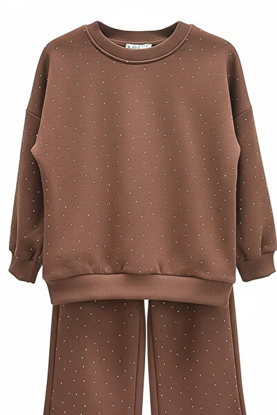 MODANINO Girl's Stone Decorated Top and Bottom Set - 3 Yarns 4-12 Years Old 12345