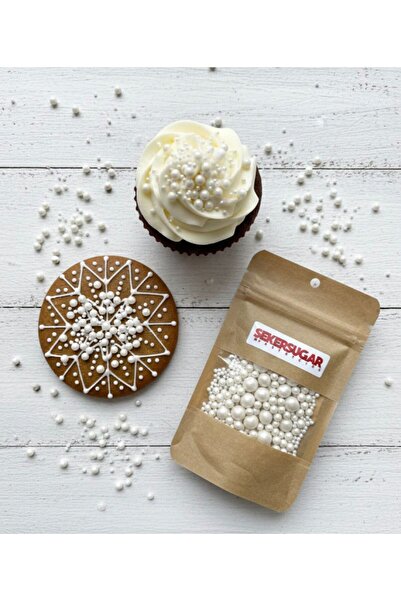 ŞEKER & SUGAR - METALİK İNCİ Boncuk Şeker Pasta Süsü / Cupcake ve Pasta Süsleme Şeker (40gr)