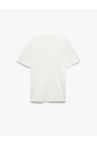 Koton Cotton Short Sleeve Crew Neck Basic T-Shirt with Embroidery Detail