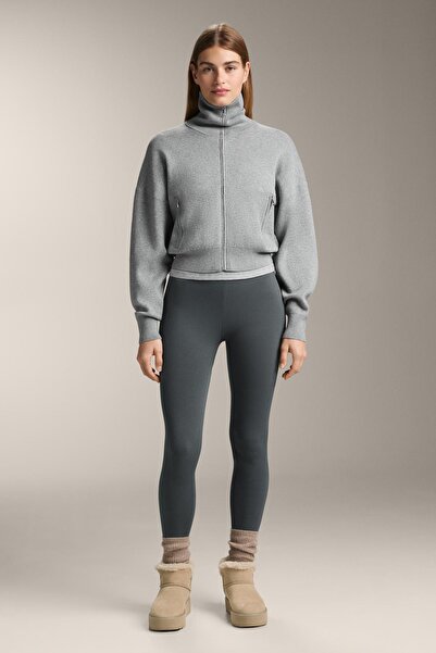 Oysho Super-high-rise seamless extra-warm rib ankle-length leggings 70 cm