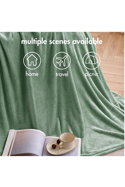 OEM MIULEE soft and fluffy fleece blanket for sofa, bed, bedroom, office, or travel, 150 x 200 cm, green