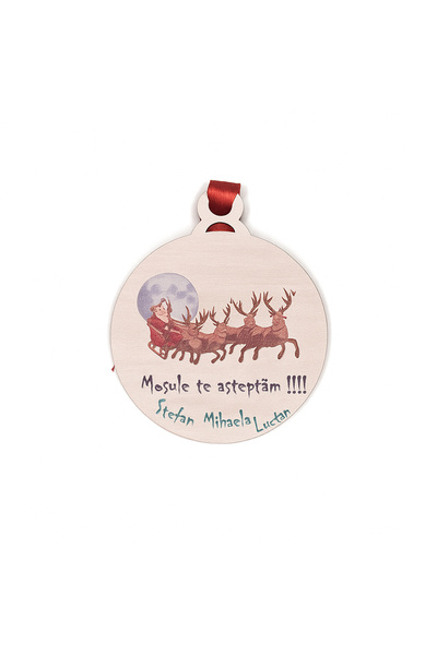 CREATIV LMS Ornament din lemn personalizat „Mosule te asteptam!” – decor Crac...