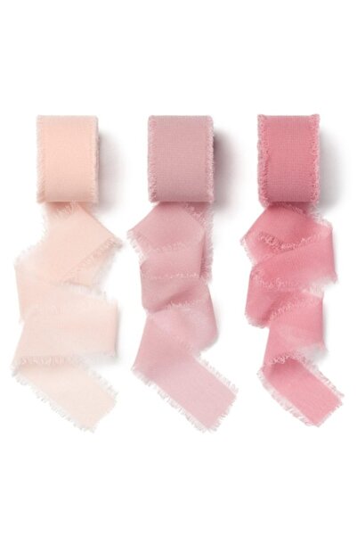 AOKSUNOVA Panglică de șifon, margini cu franjuri, 2,5 cm x 18,9 m, roz vintage,