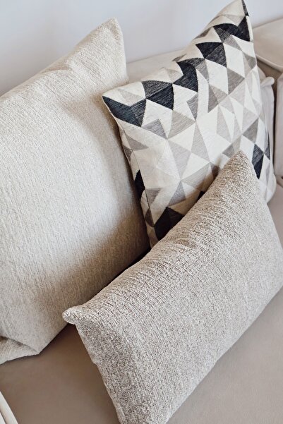 AYSA HOME DECOR Alvea Decorative Throw Pillow Cover, 3-Piece Combination Set, Beige&Grey&Ecru