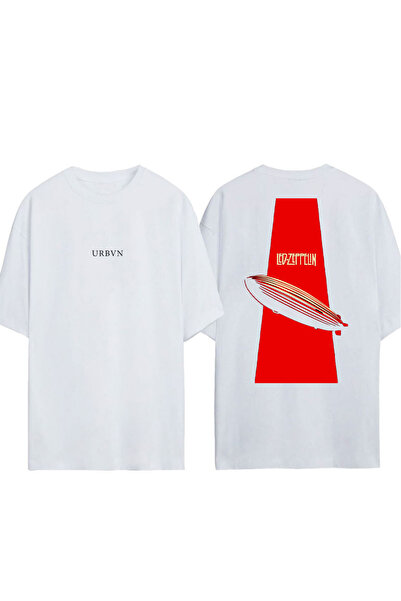 urbvn Tricou oversize alb cu imprimeu ZEPPELIN Design