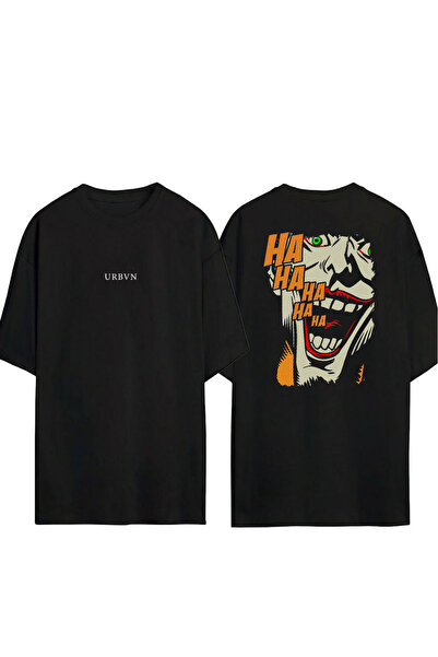 urbvn Joker Haha Design Printed Black Oversized t Shirt