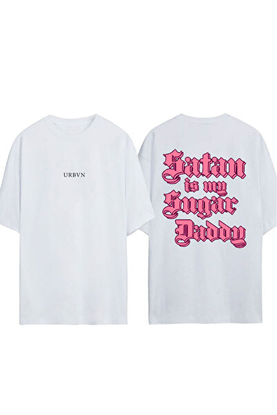 urbvn تي شيرت سوجر بيبي ديزاين مطبوع أبيض قصة فضفاضة
