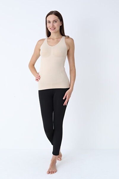 Serena Stitch-Free shaping tank top with silicone band – beige
