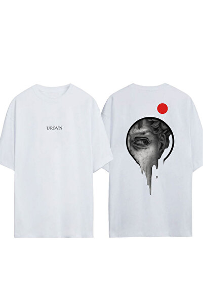 urbvn Tricou supradimensionat alb cu imprimeu Drip Design