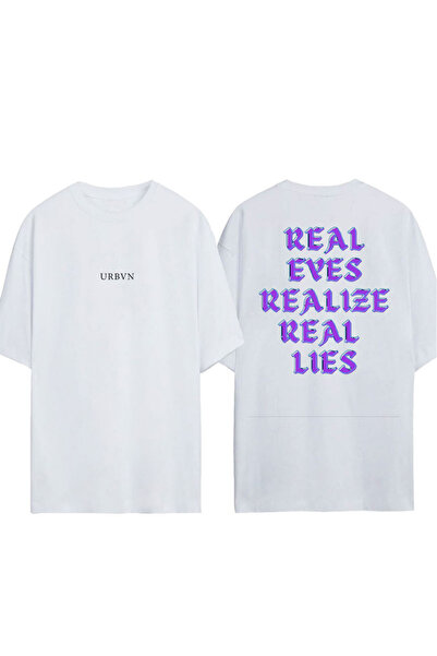 urbvn Μπλουζάκι Real Eyes Design με στάμπα σε λευκό χρώμα, oversized