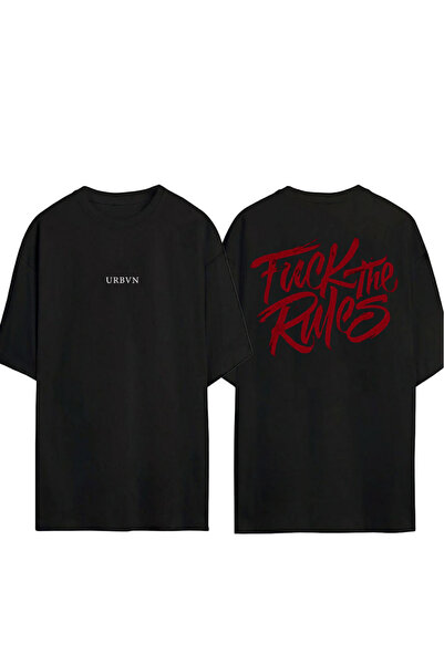 urbvn Μπλουζάκι με στάμπα Rules Design, μαύρο, oversized