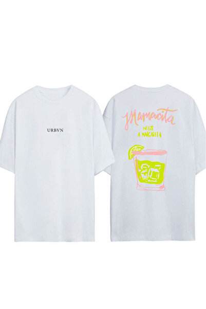urbvn تي شيرت ماماكيتا ديزاين مطبوع أبيض قصة فضفاضة